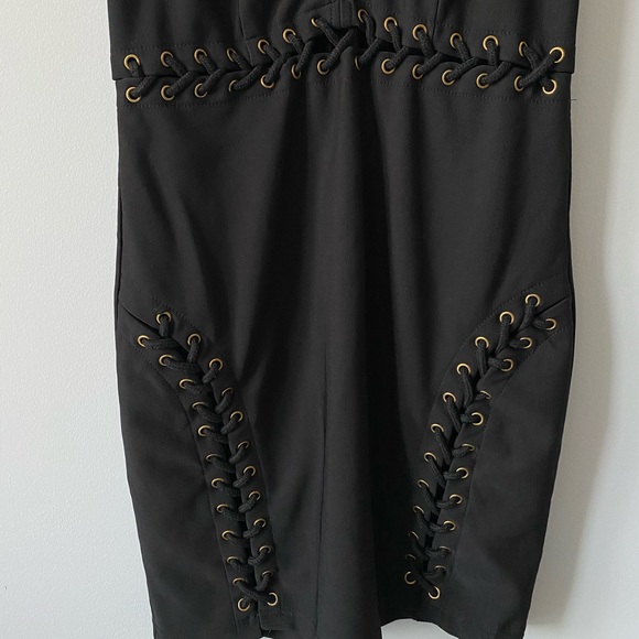 Black Mini Dress With Eyelet Detail - Picture 4 of 5